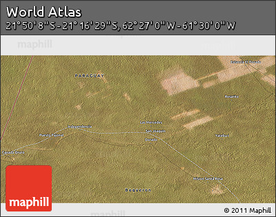 Satellite 3D Map of the Area around 21° 33' 19" S, 61° 58' 30" W