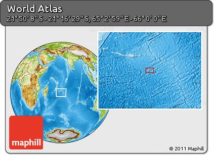 Physical Location Map of the Area around 21° 33' 19" S, 65° 31' 30" E