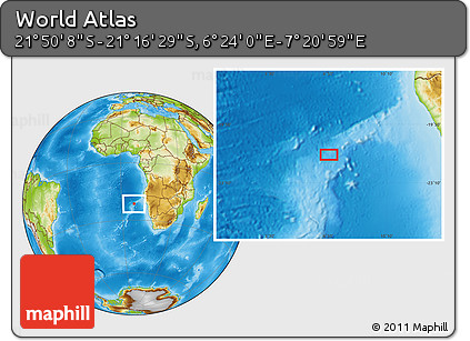 Physical Location Map of the Area around 21° 33' 19" S, 6° 52' 30" E
