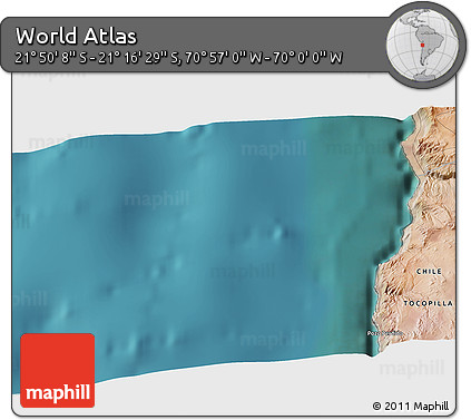 Satellite 3D Map of the Area around 21° 33' 19" S, 70° 28' 29" W