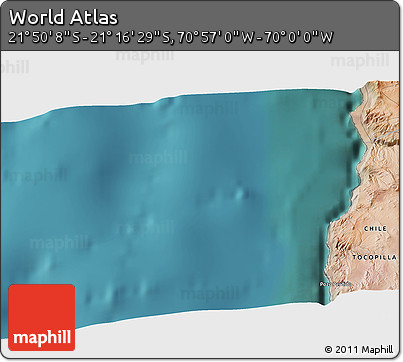 Satellite 3D Map of the Area around 21° 33' 19" S, 70° 28' 29" W