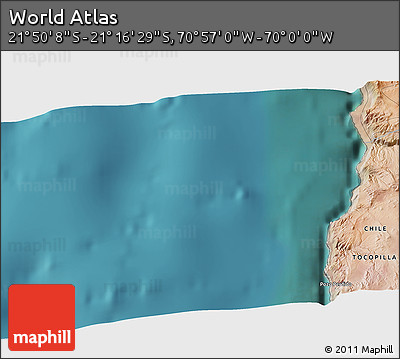 Satellite 3D Map of the Area around 21° 33' 19" S, 70° 28' 29" W
