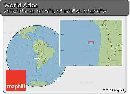 Savanna Style Location Map of the Area around 21° 33' 19" S, 72° 10' 30" W