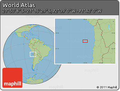 Savanna Style Location Map of the Area around 21° 33' 19" S, 72° 10' 30" W