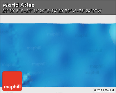 Physical 3D Map of the Area around 21° 33' 19" S, 73° 52' 30" W