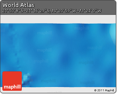 Physical 3D Map of the Area around 21° 33' 19" S, 73° 52' 30" W