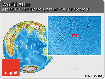 Physical Location Map of the Area around 21° 33' 19" S, 74° 52' 30" E