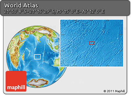 Physical Location Map of the Area around 21° 33' 19" S, 75° 43' 29" E