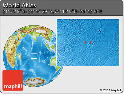 Physical Location Map of the Area around 21° 33' 19" S, 75° 43' 29" E