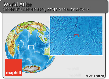 Physical Location Map of the Area around 21° 33' 19" S, 78° 16' 30" E