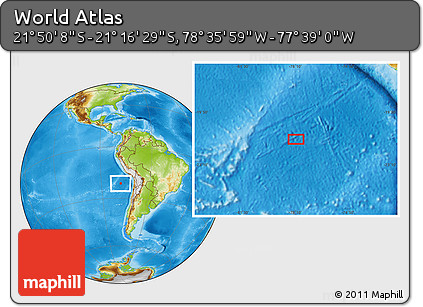 Physical Location Map of the Area around 21° 33' 19" S, 78° 7' 30" W