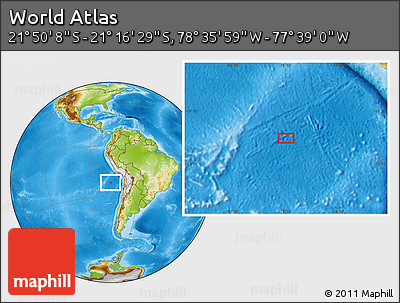 Physical Location Map of the Area around 21° 33' 19" S, 78° 7' 30" W