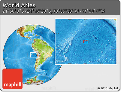 Physical Location Map of the Area around 21° 33' 19" S, 78° 7' 30" W