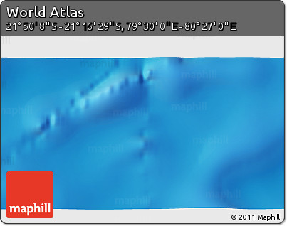 Physical 3D Map of the Area around 21° 33' 19" S, 79° 58' 29" E