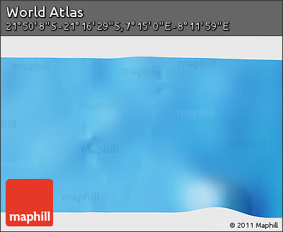 Physical 3D Map of the Area around 21° 33' 19" S, 7° 43' 29" E