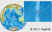 Physical Location Map of the area around 21° 33' 19" S, 87° 37' 30" E