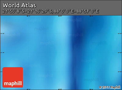 Physical Map of the Area around 21° 33' 19" S, 88° 28' 29" E