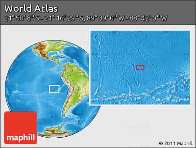 Physical Location Map of the Area around 21° 33' 19" S, 89° 10' 30" W