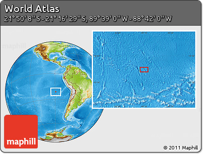 Physical Location Map of the Area around 21° 33' 19" S, 89° 10' 30" W