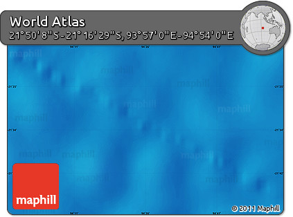 Shaded Relief Map of the Area around 21° 33' 19" S, 94° 25' 30" E