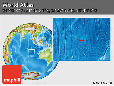 Physical Location Map of the Area around 21° 33' 19" S, 95° 16' 30" E