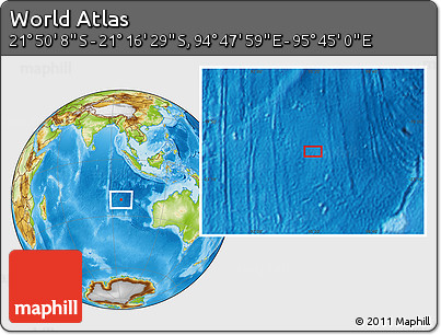 Physical Location Map of the Area around 21° 33' 19" S, 95° 16' 30" E