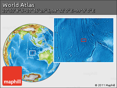 Physical Location Map of the Area around 21° 33' 19" S, 98° 40' 30" E