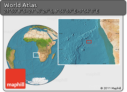 Satellite Location Map of the Area around 21° 33' 19" S, 9° 25' 30" E