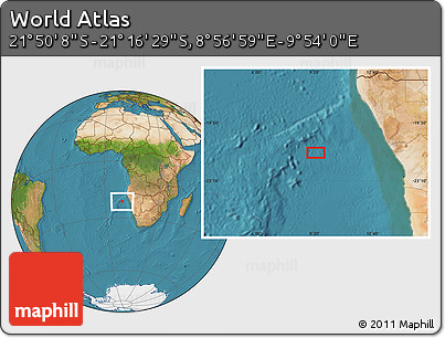 Satellite Location Map of the Area around 21° 33' 19" S, 9° 25' 30" E