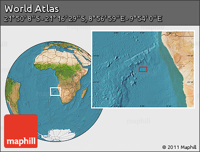 Satellite Location Map of the Area around 21° 33' 19" S, 9° 25' 30" E