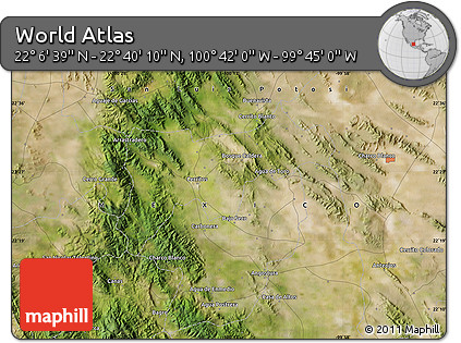 Satellite Map of the Area around 22° 23' 25" N, 100° 13' 29" W