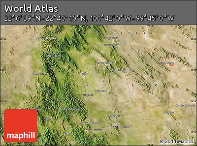 Satellite Map of the Area around 22° 23' 25" N, 100° 13' 29" W