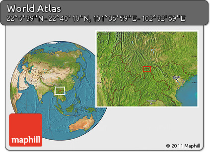 Satellite Location Map of the Area around 22° 23' 25" N, 102° 4' 29" E