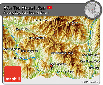 Physical 3D Map of Bản Tsa Houei Nan