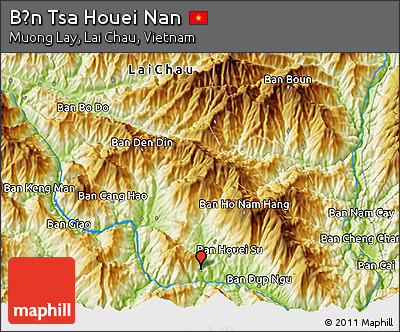 Physical 3D Map of Bản Tsa Houei Nan