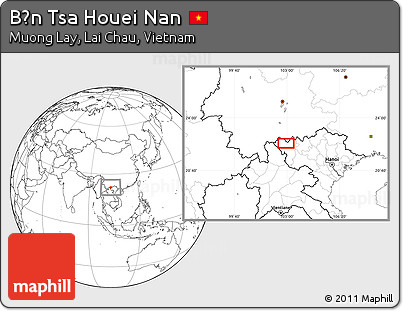 Blank Location Map of Bản Tsa Houei Nan