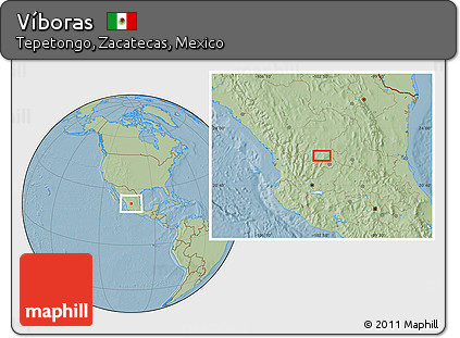 Savanna Style Location Map of Víboras, hill shading
