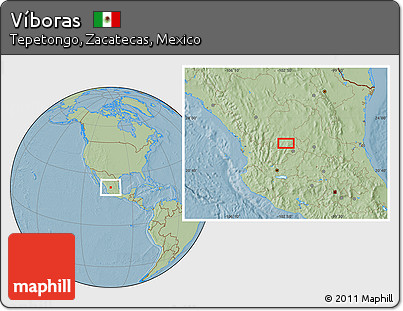 Savanna Style Location Map of Víboras, hill shading