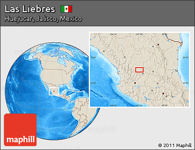 Shaded Relief Location Map of Las Liebres