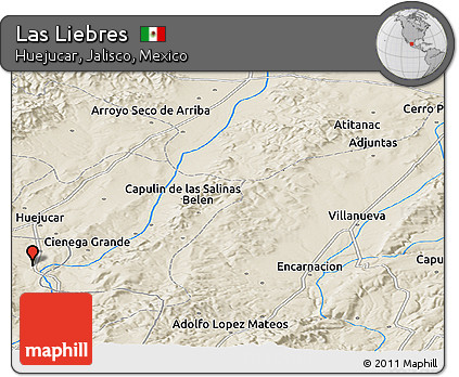 Shaded Relief Panoramic Map of Las Liebres