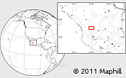 Blank Location Map of the area around 22° 23' 25" N, 103° 37' 30" W