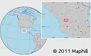 Gray Location Map of the area around 22° 23' 25" N, 103° 37' 30" W