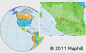 Political Location Map of the area around 22° 23' 25" N, 103° 37' 30" W