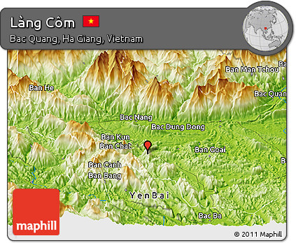 Physical Panoramic Map of Làng Côm