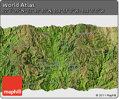 Satellite 3D Map of the Area around 22° 23' 25" N, 104° 28' 29" W