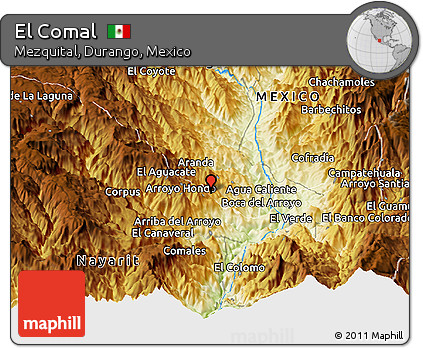 Physical Panoramic Map of El Comal