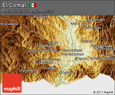 Physical Panoramic Map of El Comal