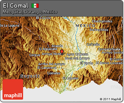 Physical Panoramic Map of El Comal