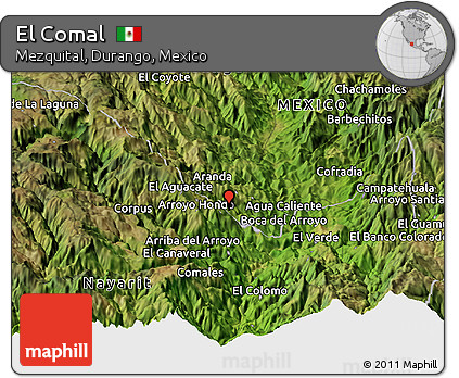 Satellite Panoramic Map of El Comal