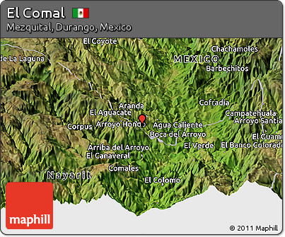 Satellite Panoramic Map of El Comal